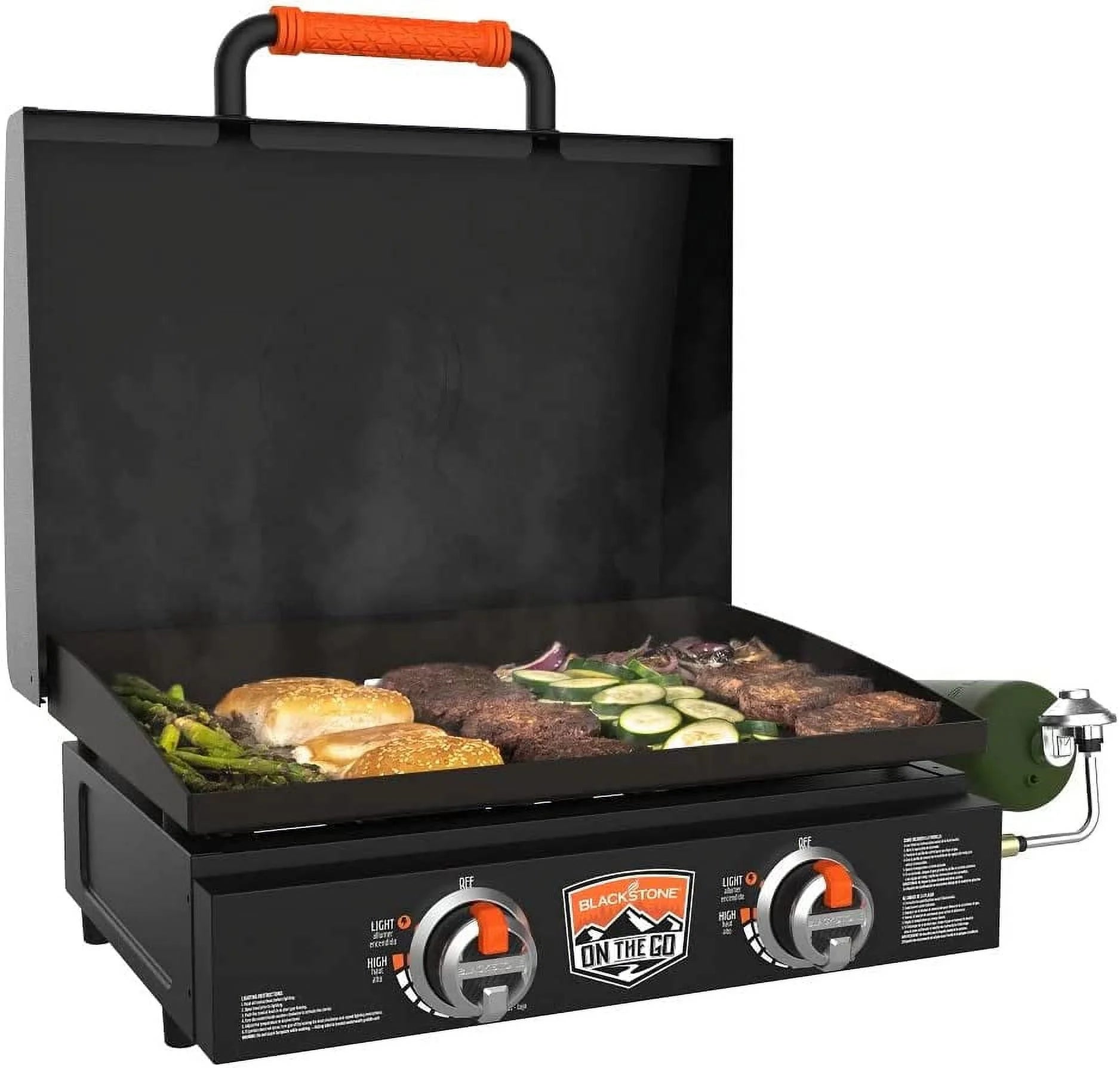 22 Inch Blackstone Griddle with Lid, Nonstick Tabletop Gas Griddle Outdoor with Blackstone Seasoning and Conditioner and Wholesalehome Cloth Included