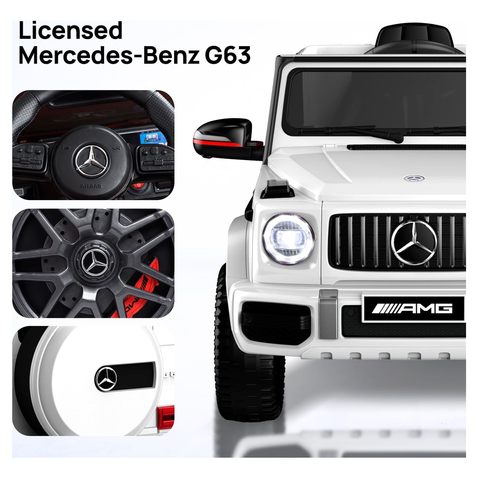 12Volt 1 Seater Mercedes-Benz G63 Licensed Powered Ride on Toy with Remote Control, Gift for Kids Aged 2~4 Years -Red