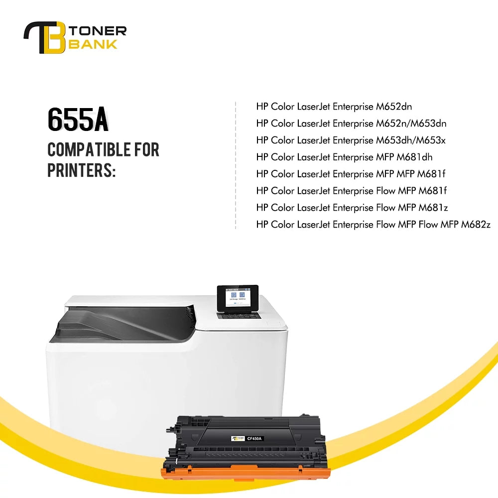 655A Toner Cartridge 5-Pack Compatible for HP 655A CF450A CF451A CF452A CF453A Color LaserJet Enterprise M652dn M653dn M653dh M653x MFP-M681dh M681f Flow MFP M681z M682z Printer