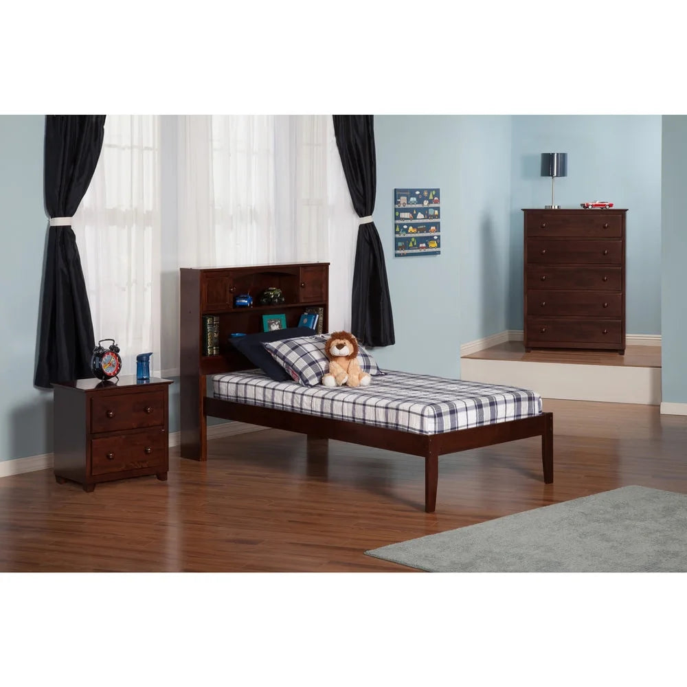 AFI Newport Walnut Twin XL Bookshelf Headboard Platform Bed