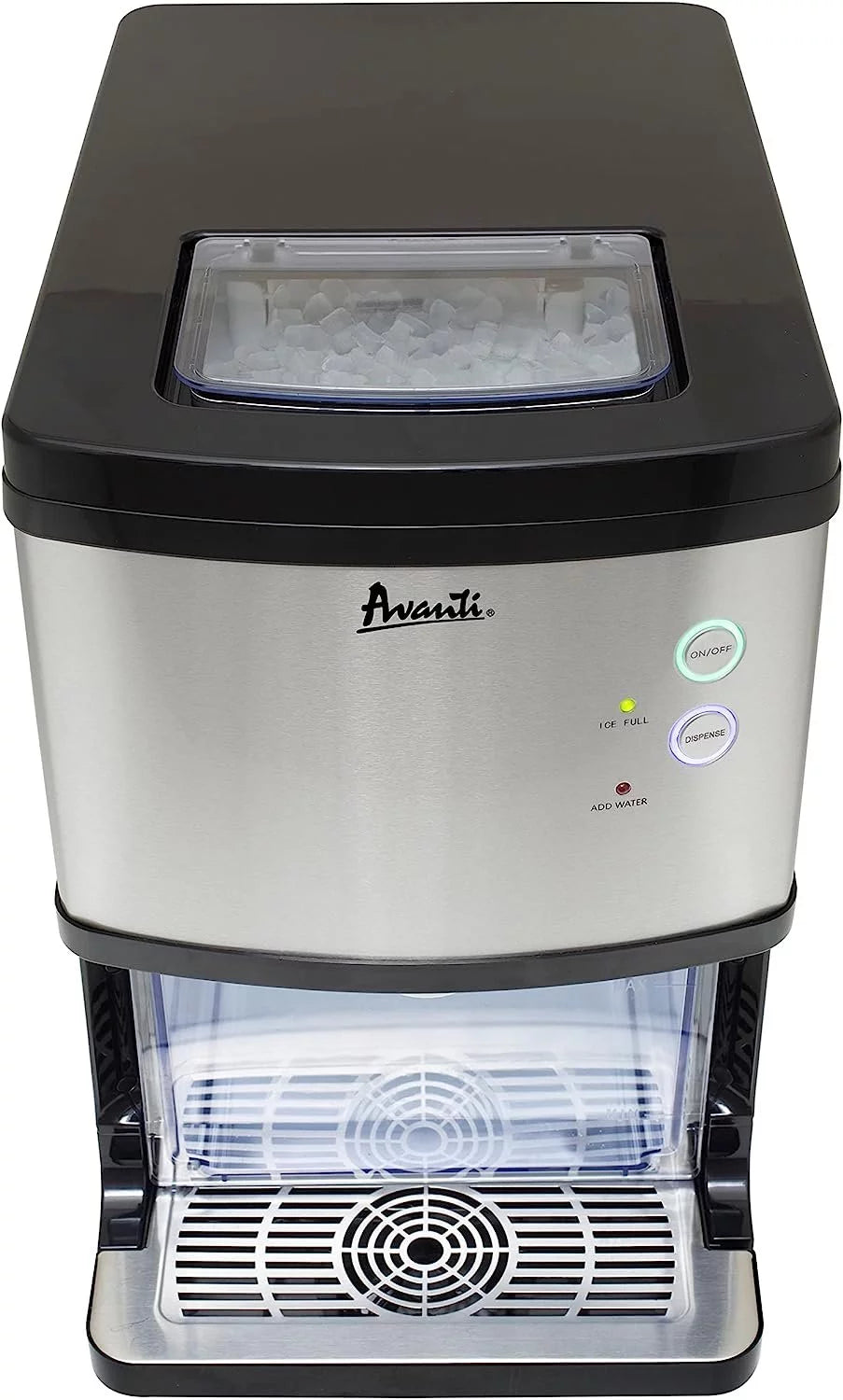 Avanti Elite Series Countertop Nugget Ice Maker and Dispenser, 33 lbs, in Stainless Steel NIMD3313S-IS