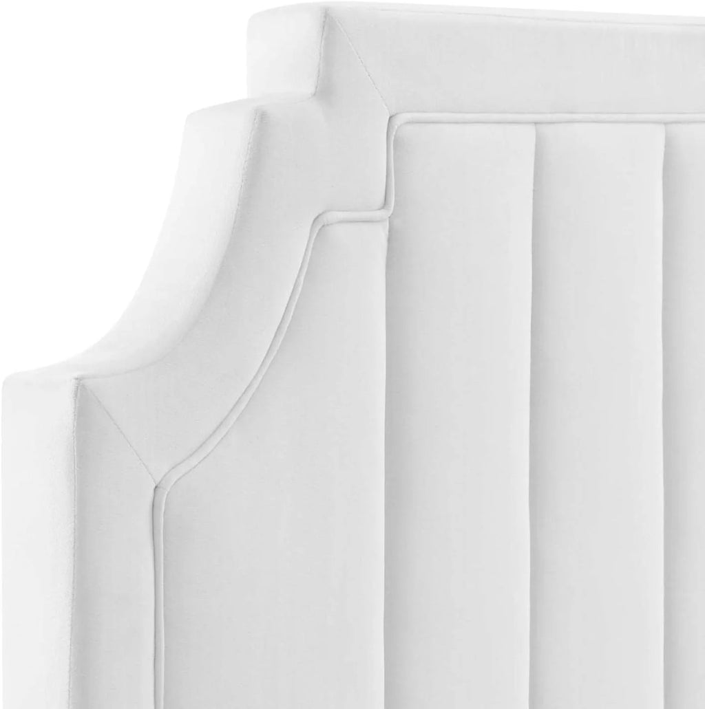Alyona Channel Tufted Performance Velvet Headboard, , White