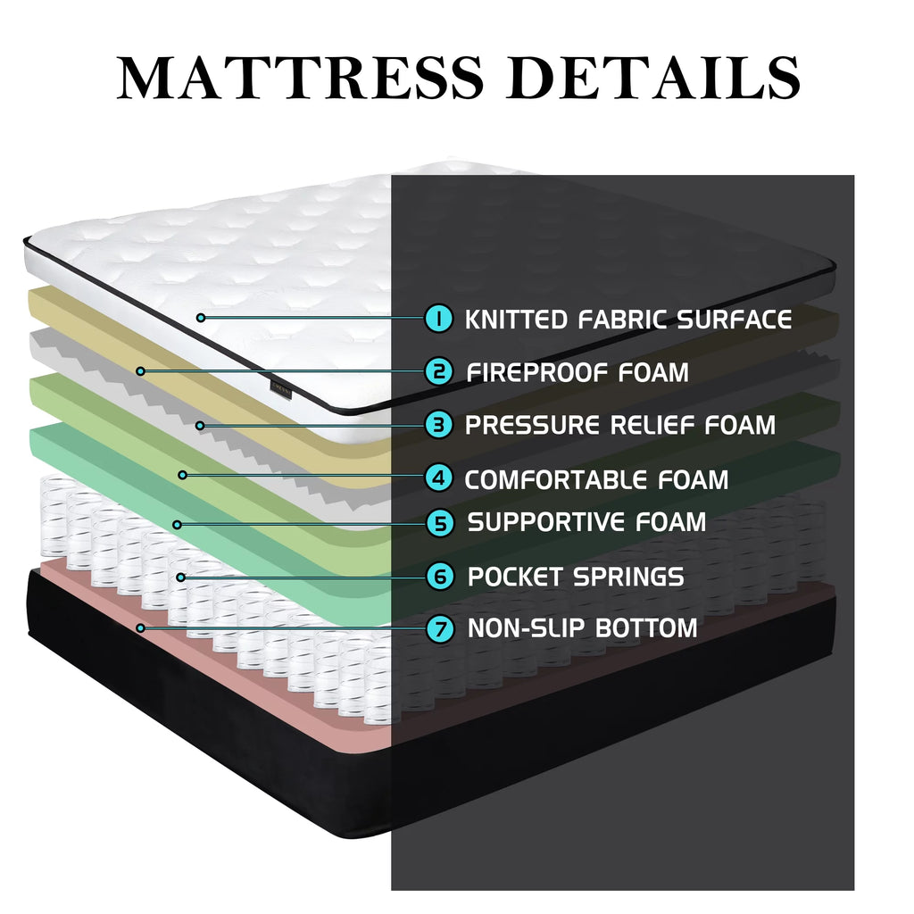 12 inch Queen Mattress,Hybrid Mattresses Medium Firm in a Box