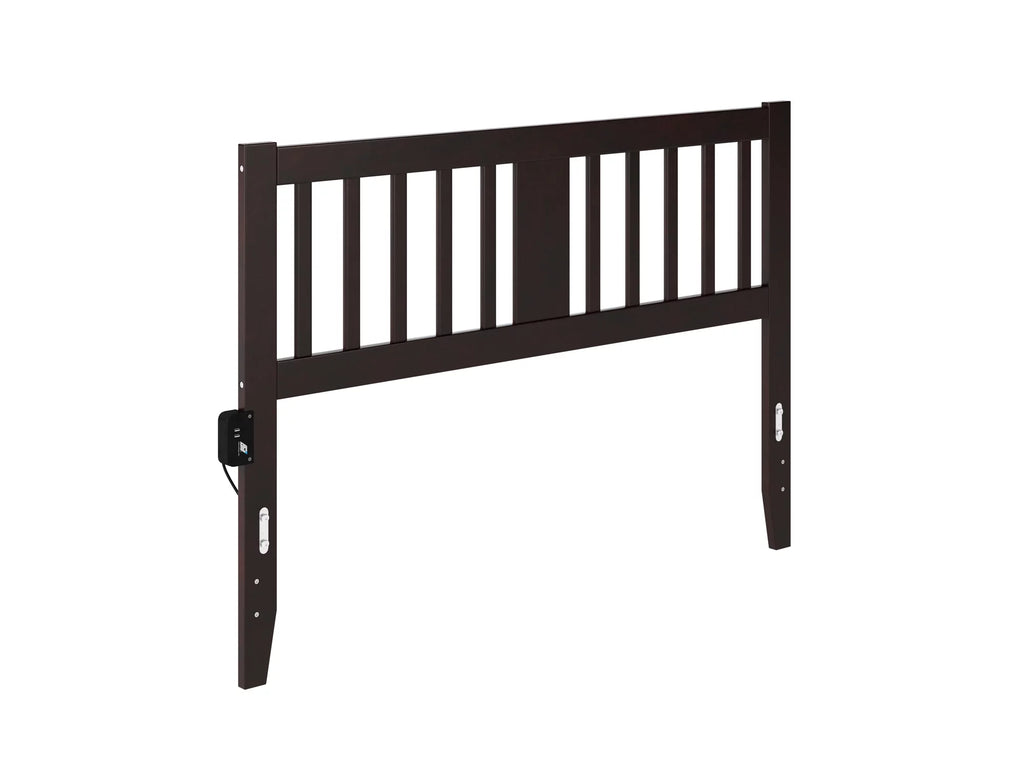 AFI Tahoe Slatted Wood Headboard with 2 USB Ports, Queen, Espresso