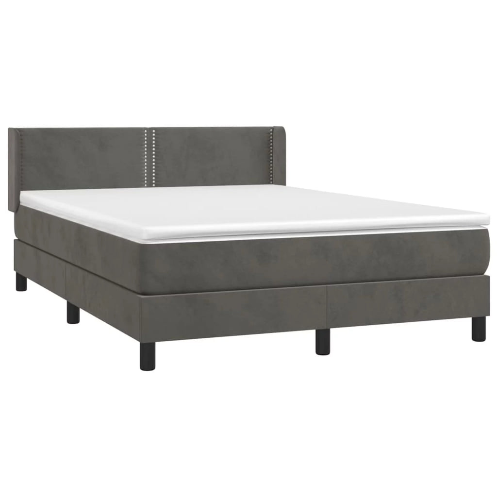 Anself Box Spring Bed with Mattress Dark Gray Full