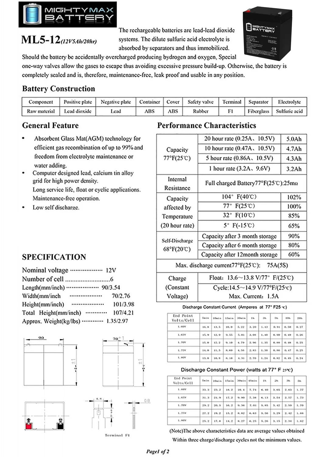 12V 5Ah Replacement Battery compatible with Interstate Power Patrol SEC1055