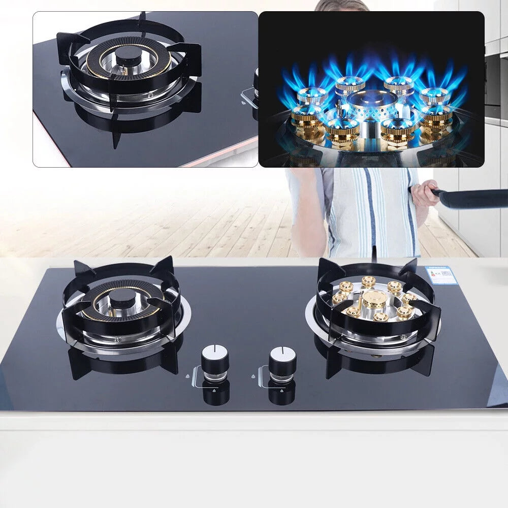 2 Burner Natural Gas Cooktop Stove Top Home Kitchen Cooker 730*410mm
