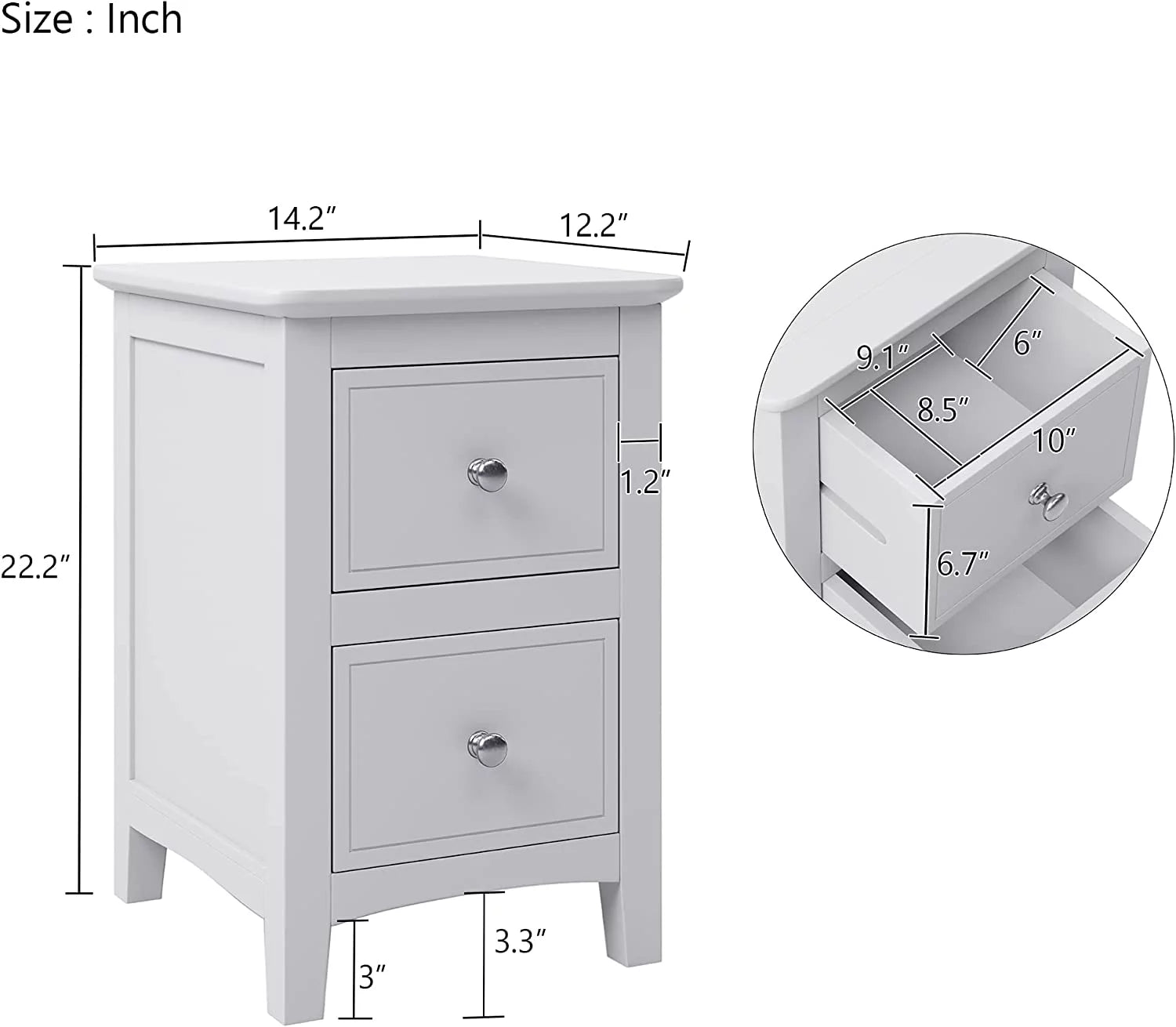 Bedroom Sets, 3 Pieces Bedroom Sets With Full Size Bed, Nightstand End Table And Dresser, Wood Bedroom Furniture Set (White_Full, 3 Piece)