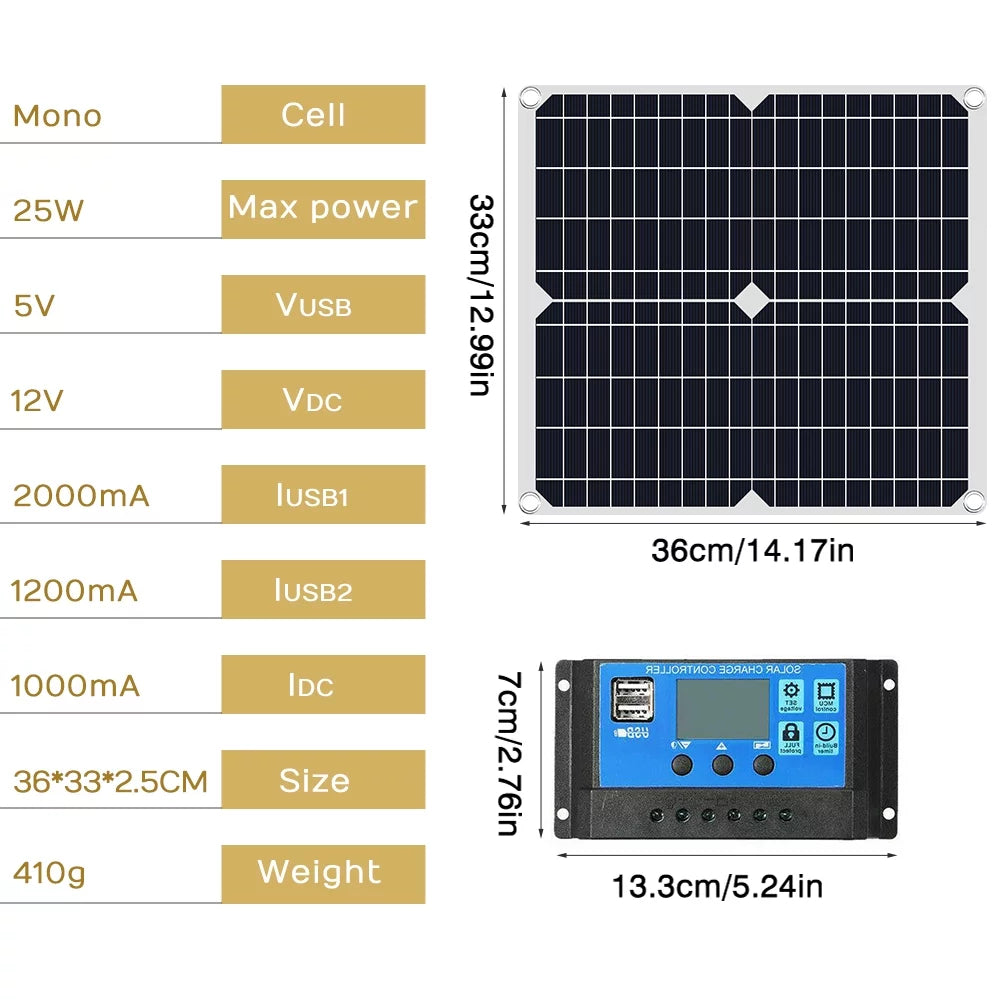 6000W Complete Solar Panel Kit Solar Power Generator 100A Home 110V Grid System