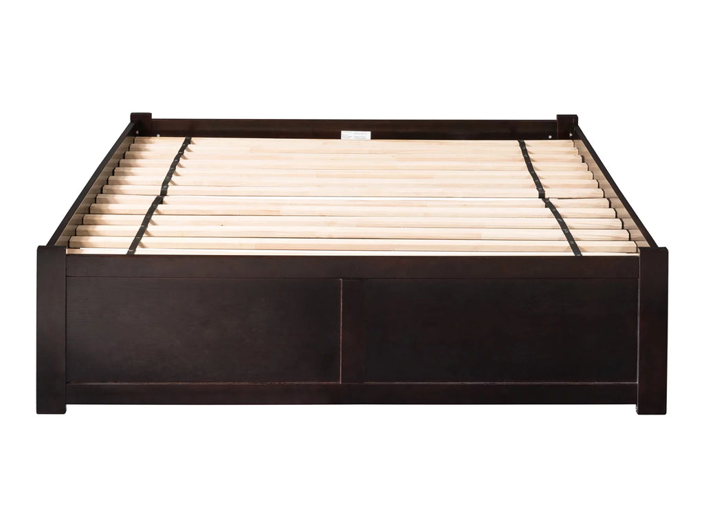 AFI Concord King Solid Wood Platform Bed with Footboard & 2 Storage Drawers in Espresso