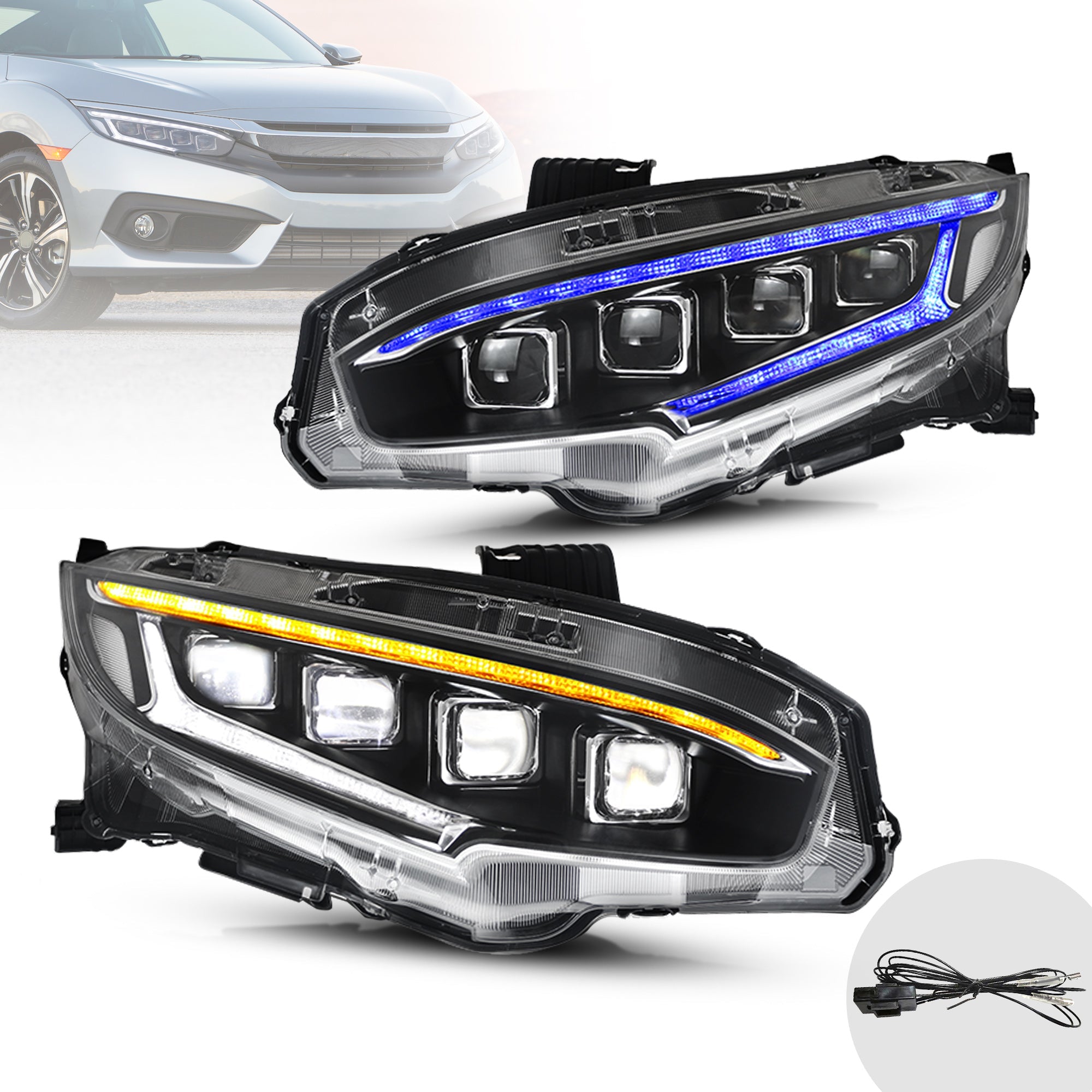 2016-2021 Honda Civic LED Front Headlights [Sedan, Hatchback, Coupe]