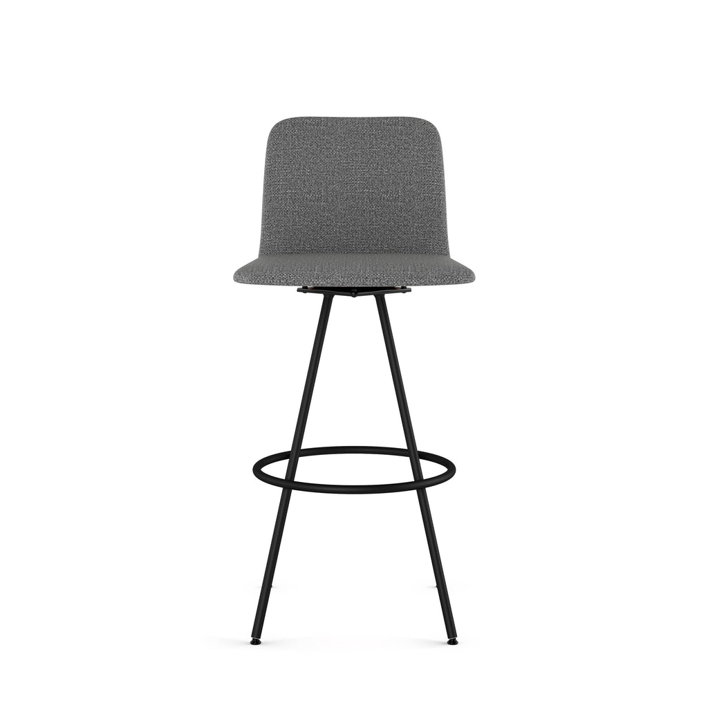 Amisco Dagmar 30 In. Swivel Bar Stool - Grey Woven Fabric / Black Metal