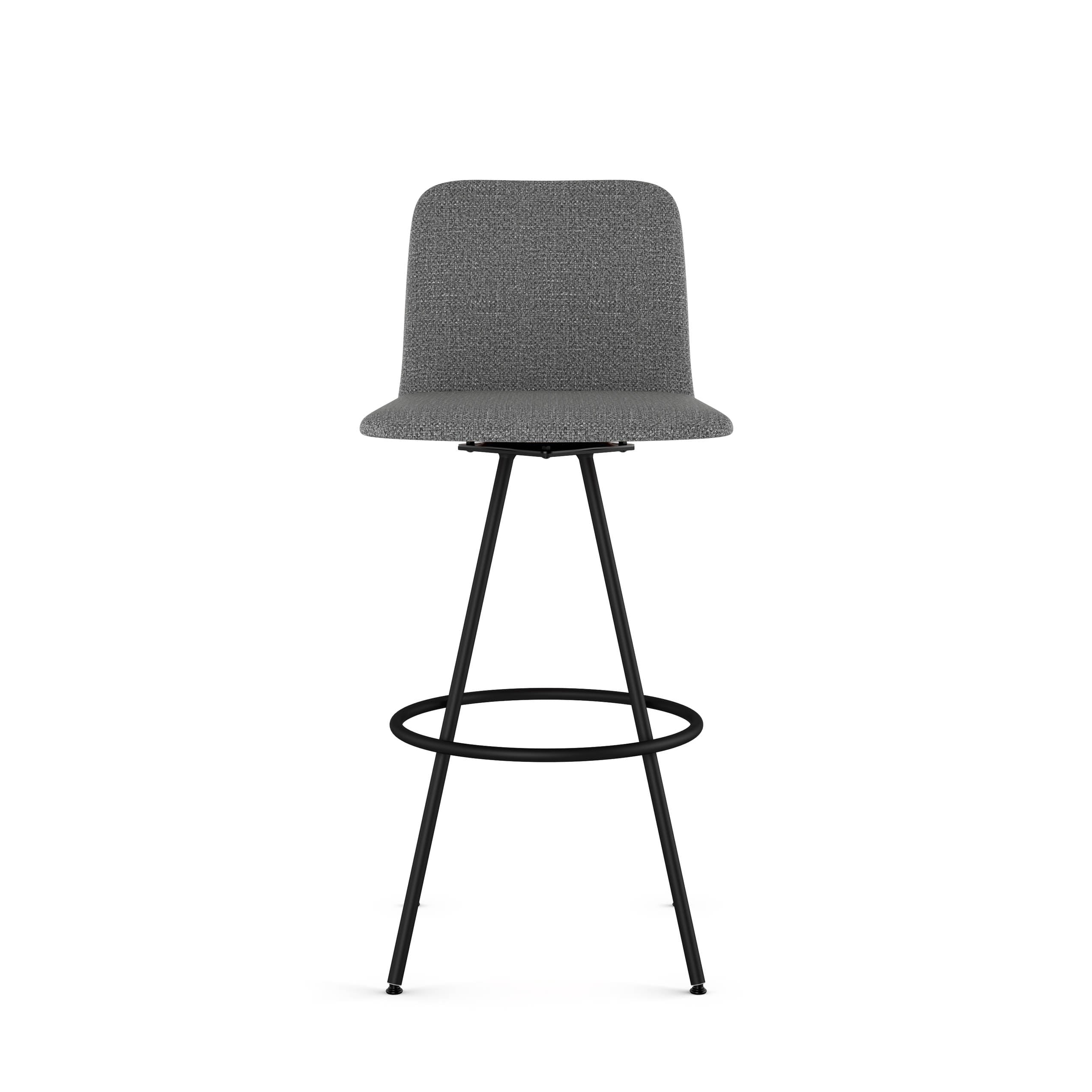 Amisco Dagmar 30 In. Swivel Bar Stool - Grey Woven Fabric / Black Metal