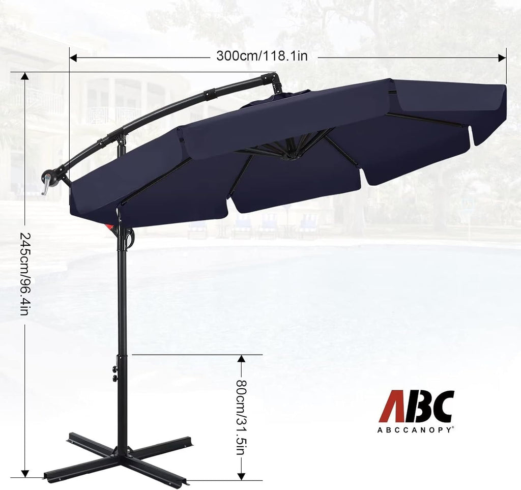 ABCCANOPY 10 FT Patio Umbrellas with Crank & Cross Base for Garden, Backyard, Pool and Beach, 12+ Colors(Turquoise)