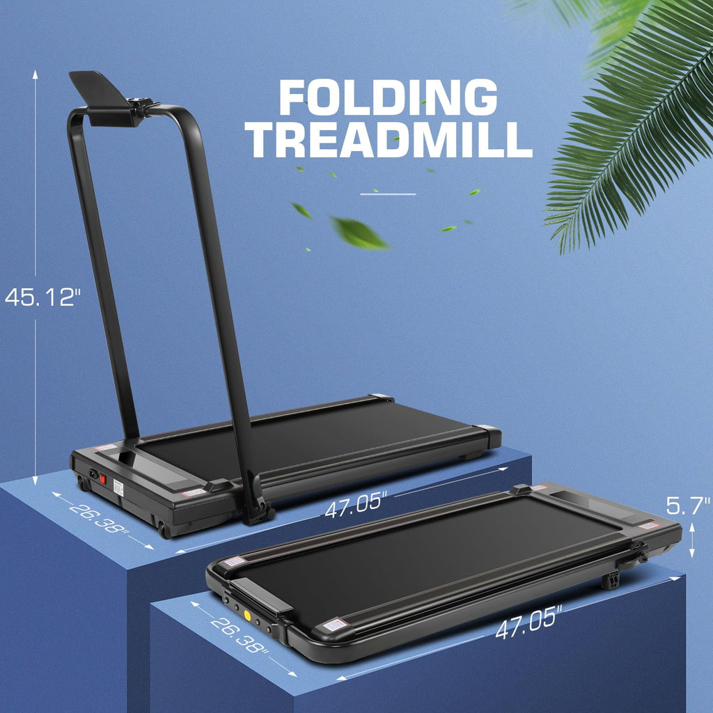 ANCHEER Treadmills, 2 in 1 Folding Treadmill, Walking Pad Treadmill Under Desk for Home Use, Portable Treadmill with Remote Control, Installation-Free