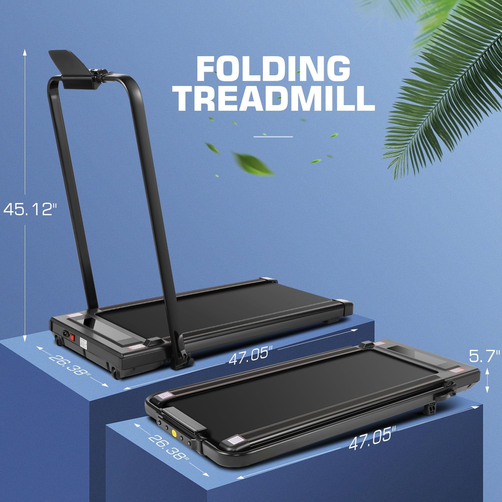 ANCHEER Treadmills, 2 in 1 Folding Treadmill, Walking Pad Treadmill Under Desk for Home Use, Portable Treadmill with Remote Control, Installation-Free