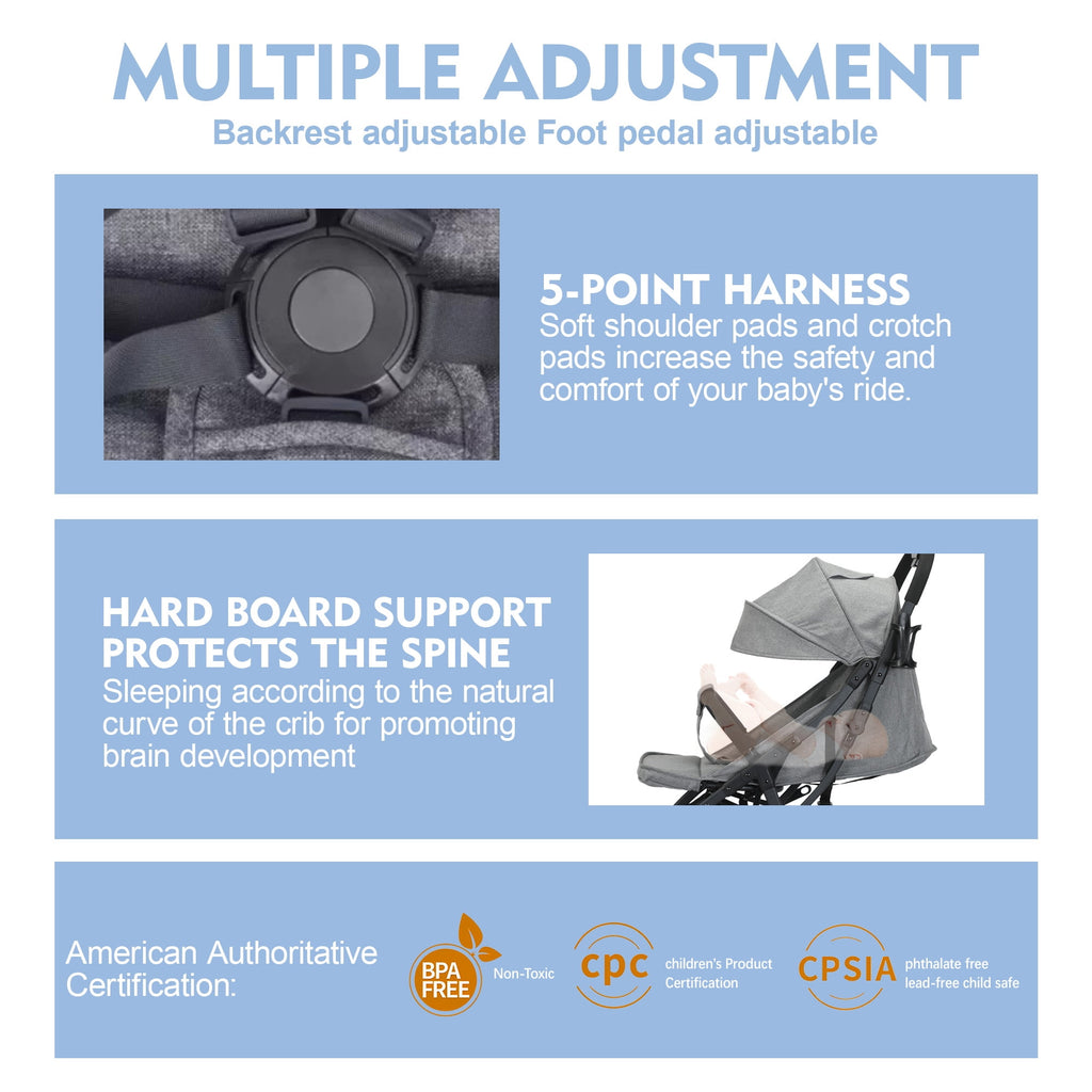 Baby Stroller, 2 in 1 Convertible Baby Stroller Folding Infant Newborn Reversible Bassinet Pram