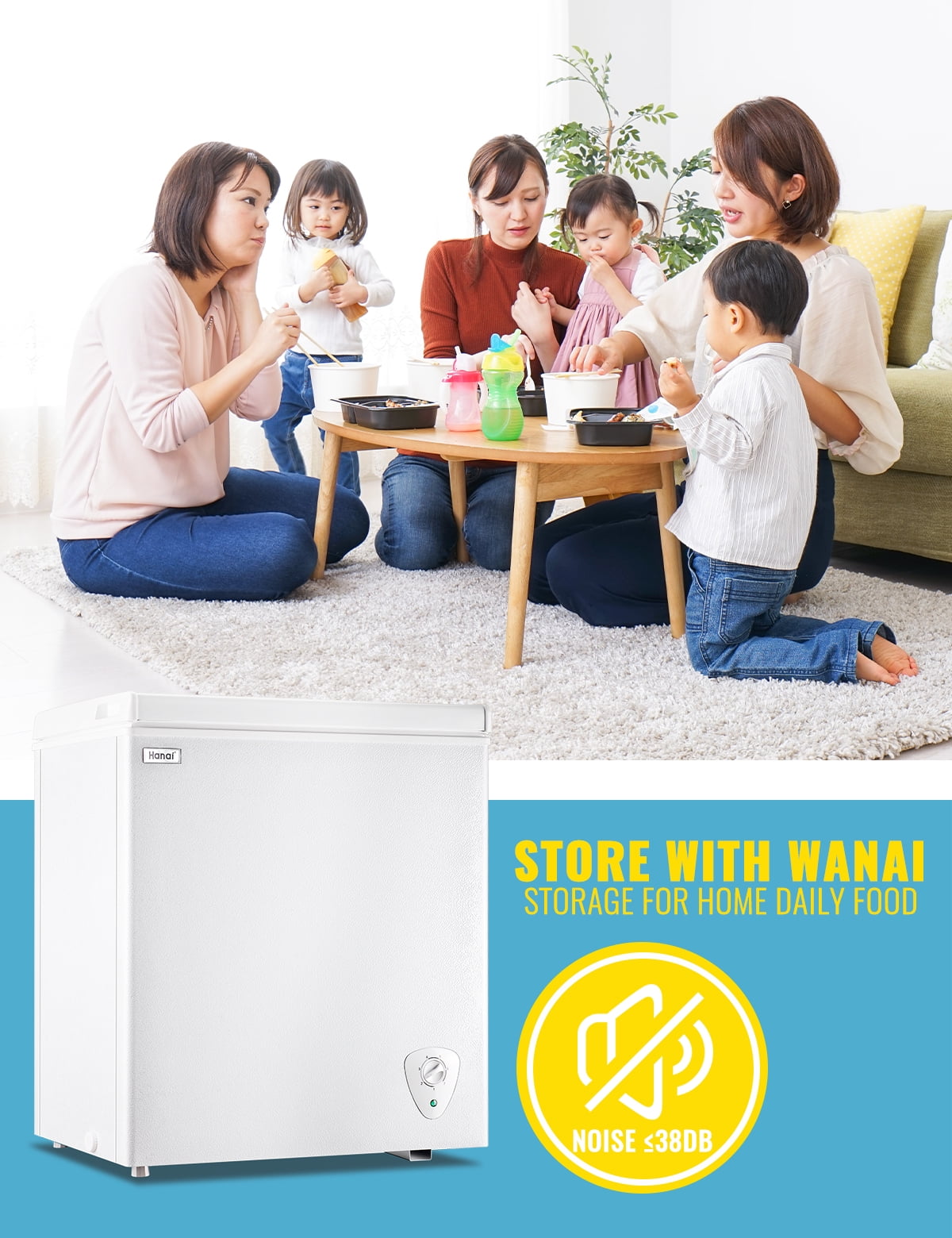 3.5 Cubic Feet Chest Freezer Small Deep Freezers with 7 Gears Temp Control Office Dorm Kitchen White