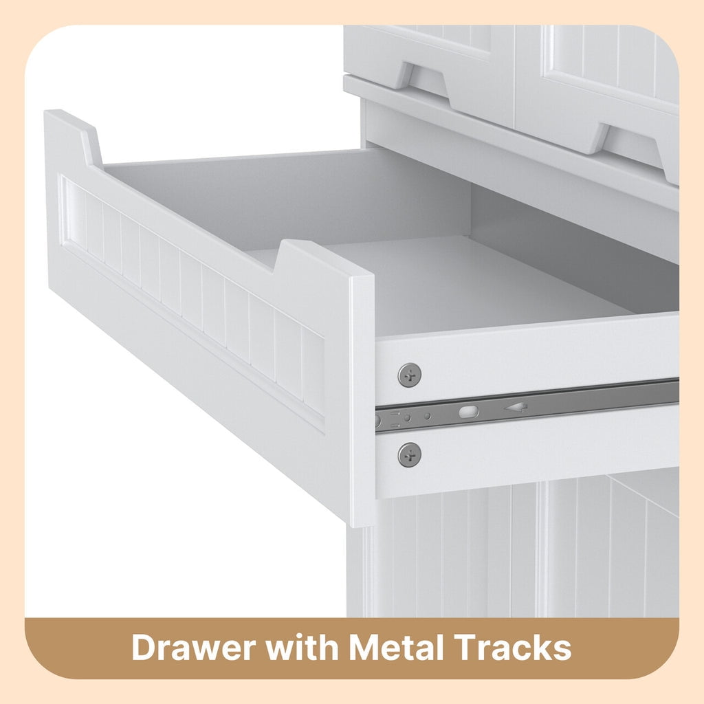 Aiho 47" H Kitchen Pantry Cabinet with 2 Doors and 2 Drawers, Solid & Sturdy, Storage Cabinet for Entryway, Kitchen - White