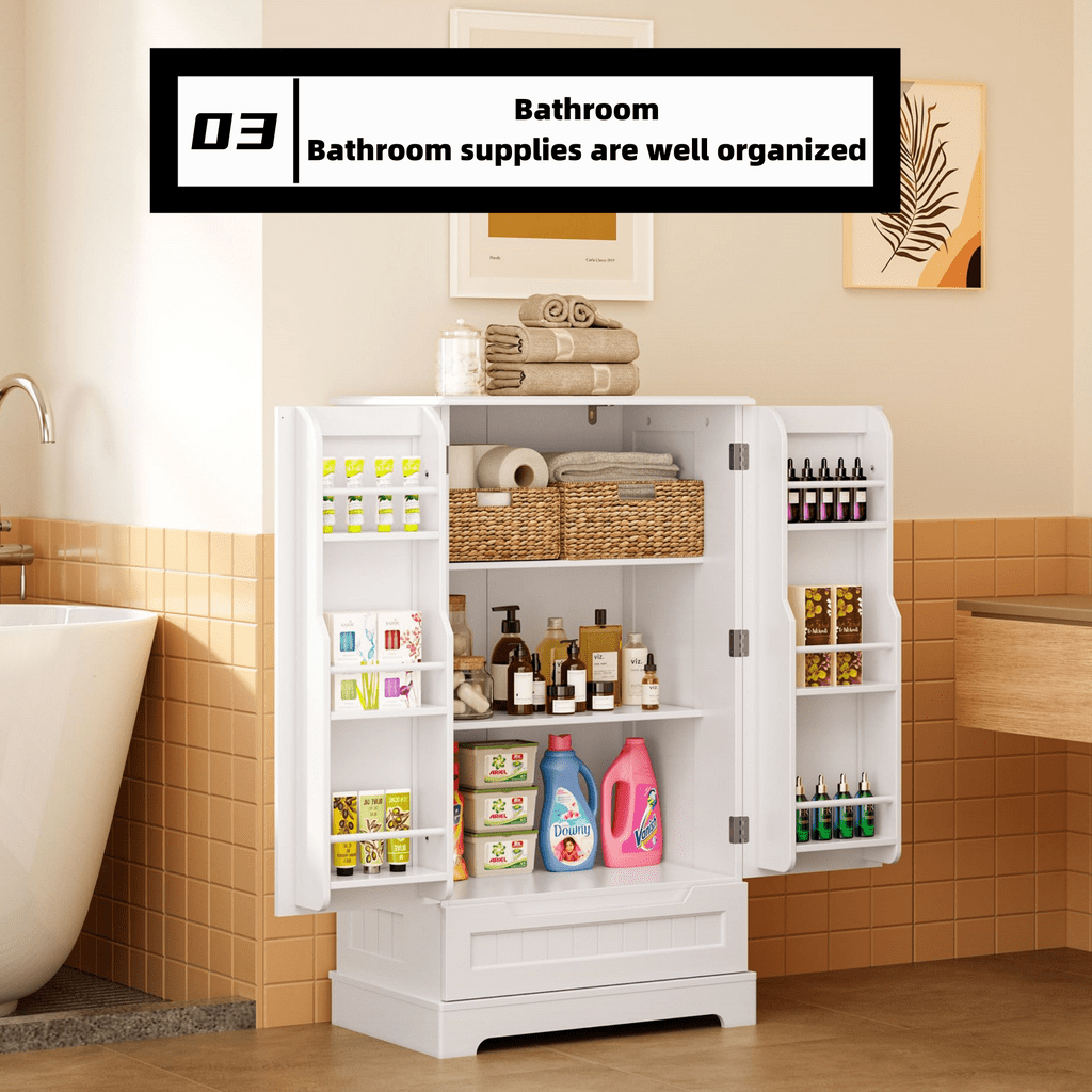 Aiho 47" H Kitchen Pantry Cabinet with 2 Doors and 2 Drawers, Solid & Sturdy, Storage Cabinet for Entryway, Kitchen - White