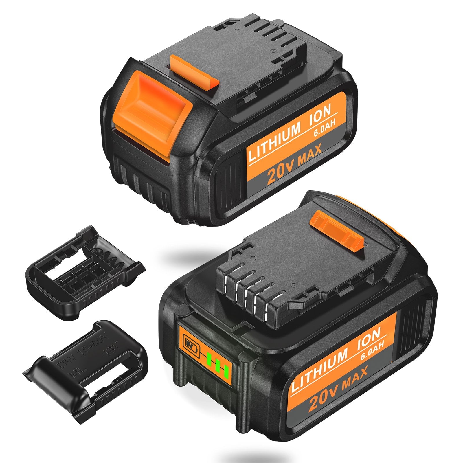 2 Pack DCB200 20V 6.0Ah Battery Replacement for Dewalt 20V Battery DCB206 DCB205 DCB204