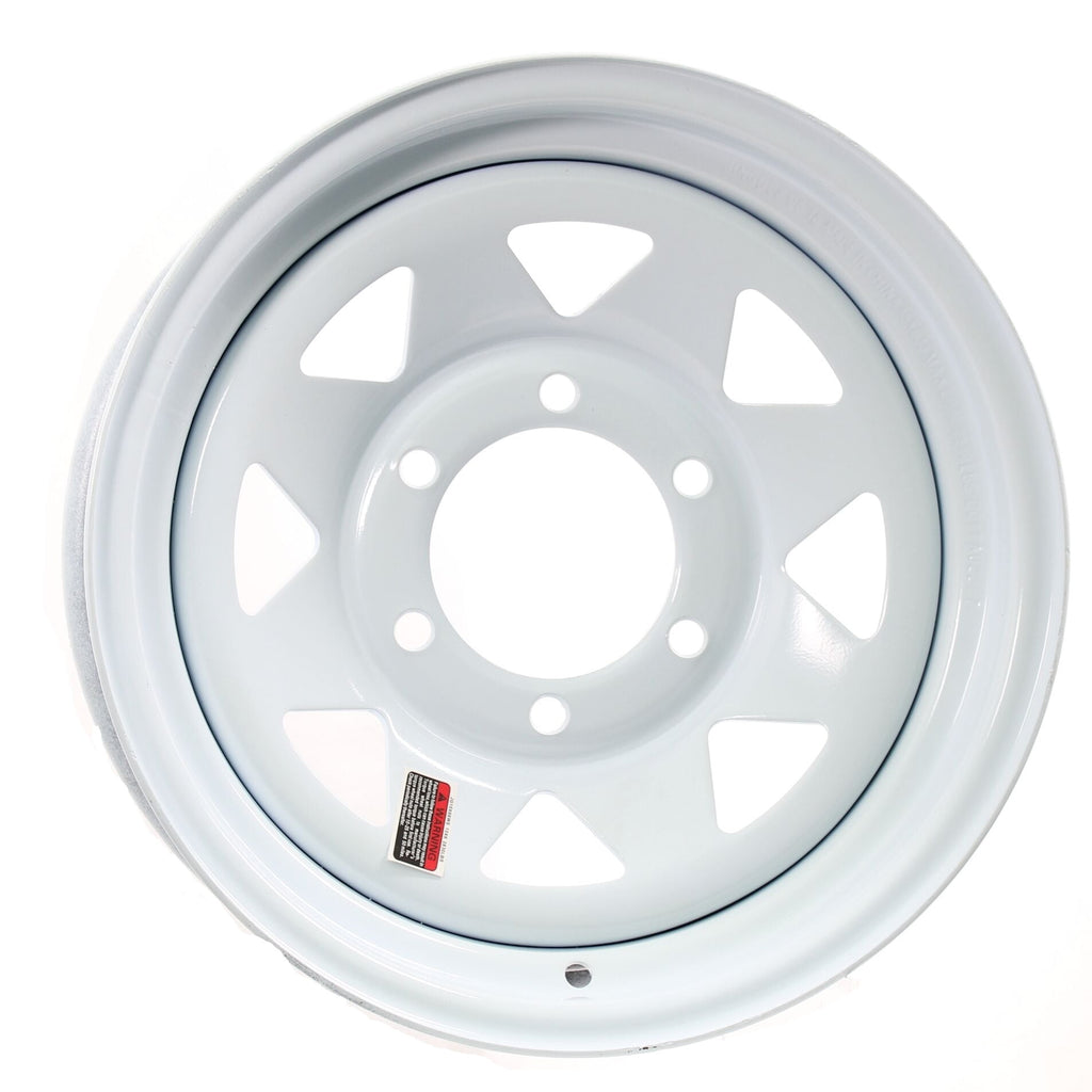 2-Pack Trailer Rims Wheels 15x6 6 Bolt Hole 5.5 in. OC White Steel Spoke