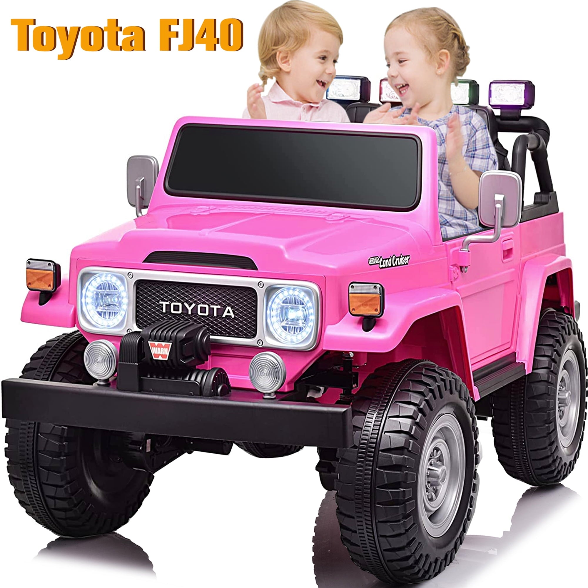 2 Seater 24V Ride on Car, Licensed Toyota Land Cruiser FJ40 Electric Truck with Remote Control, 4x80W Engine, Battery Powered Kid Car to Drive for Boy Girl, White