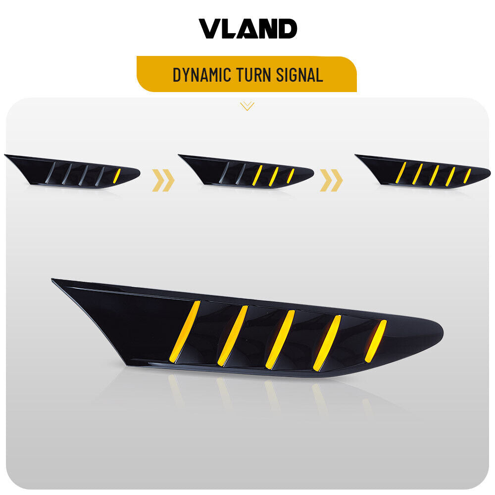 2012-2021 Toyota 86 Subaru BRZ Scion FRS Side Fender Fin Vent Upgrade to LED Sequential Turn Signals Side Marker Lights