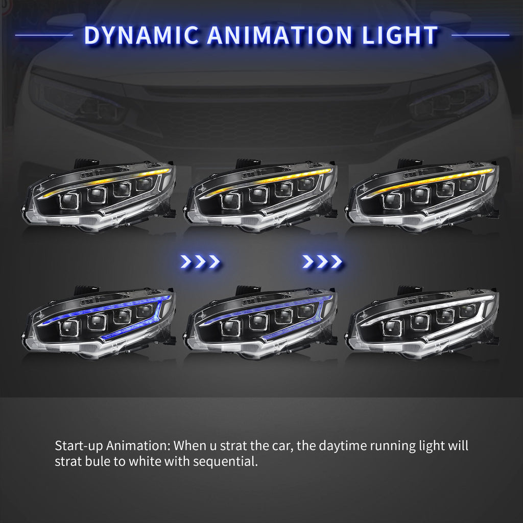 2016-2021 Honda Civic LED Front Headlights [Sedan, Hatchback, Coupe]
