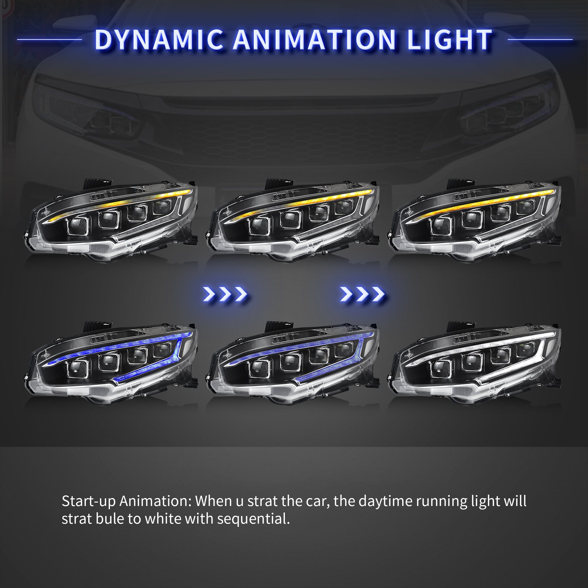 2016-2021 Honda Civic LED Front Headlights [Sedan, Hatchback, Coupe]