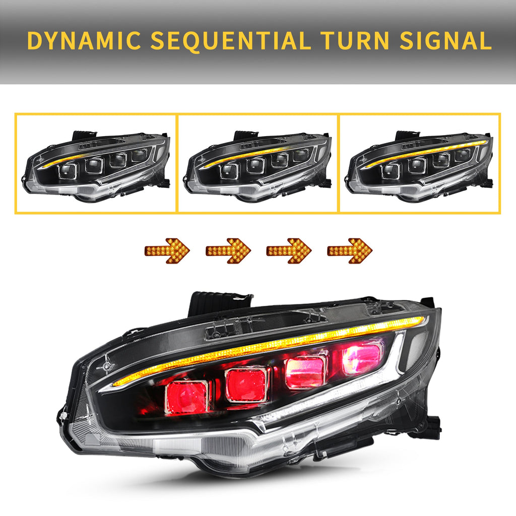2016-2021 Honda Civic LED Front Headlights [Sedan, Hatchback, Coupe]