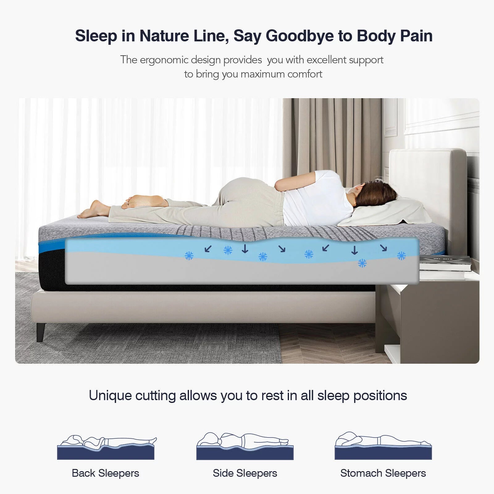 Avenco 10 Inch Grey Queen Gel Memory Foam Mattress in a Box with Detachable Cover, Queen Size Mattress