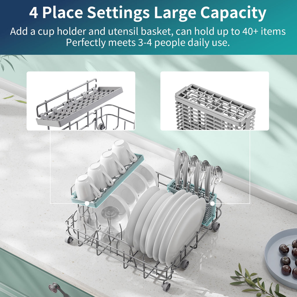 AIRMSEN Portable Countertop Dishwasher with 5-Liter Built-in Water Tank and Air-Dry Function, 5 Washing Programs, AE-TDQR03
