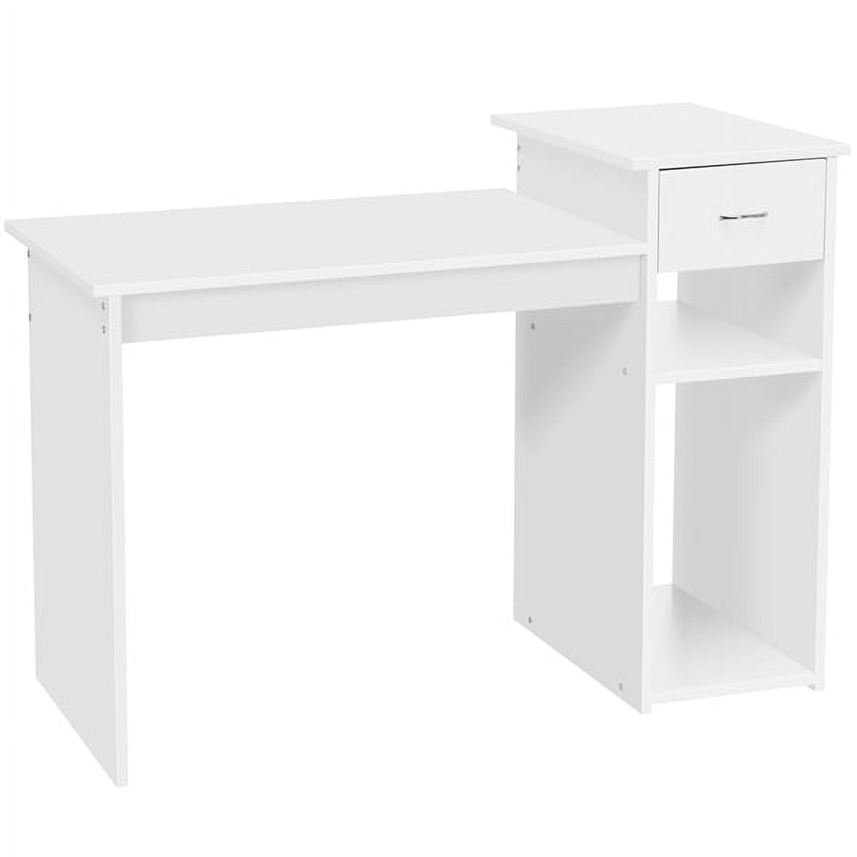 Alden Design Home Office Workstation Computer Desk with Drawer and Storage, White