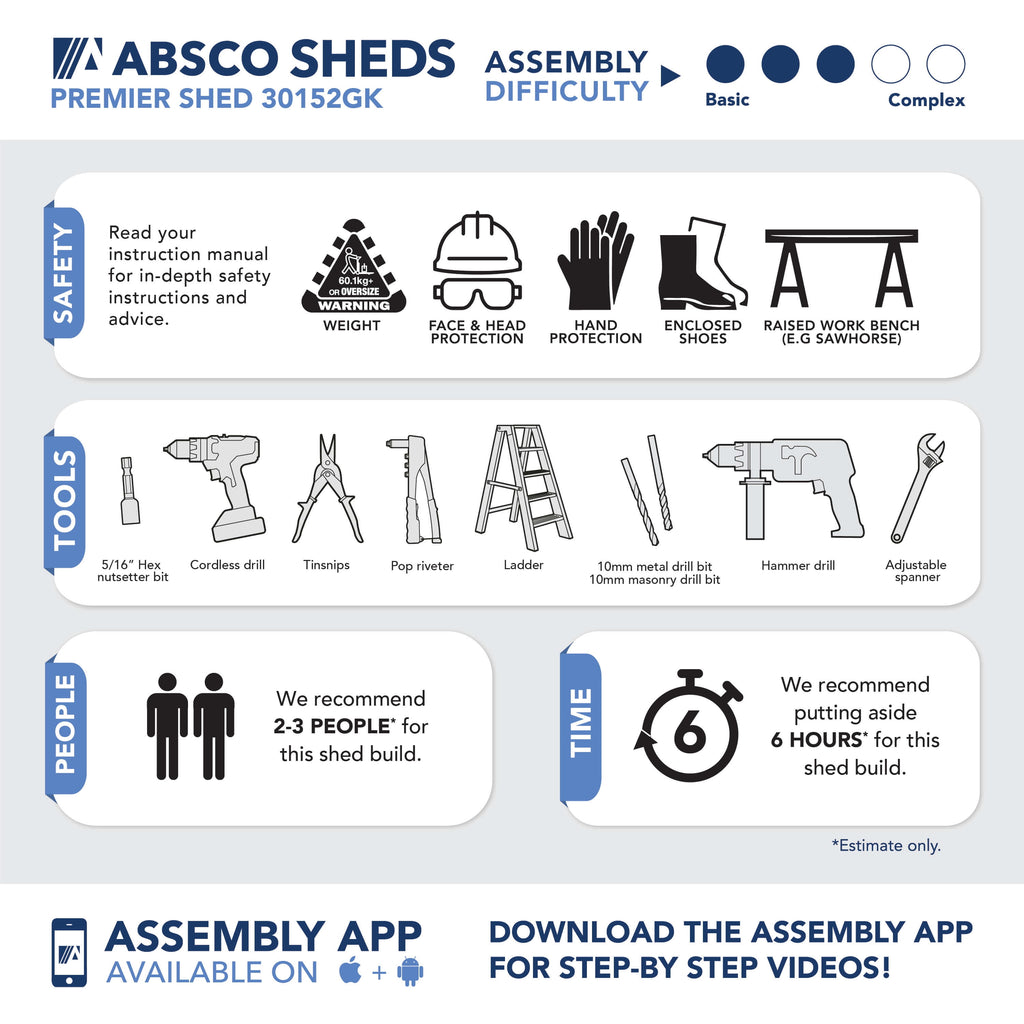 Absco Shed Premier 10 x 5 ft. Galvanized Steel and Metal Storage Shed, Gray