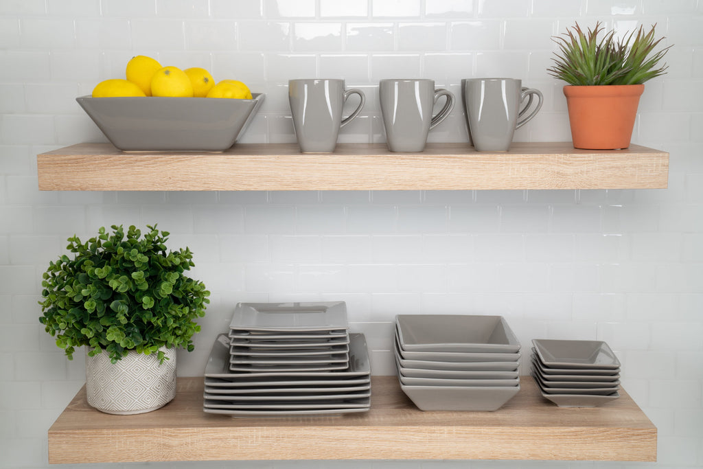 10 Strawberry Street Nova Square 40 Piece Stoneware Dinnerware Set, Gray