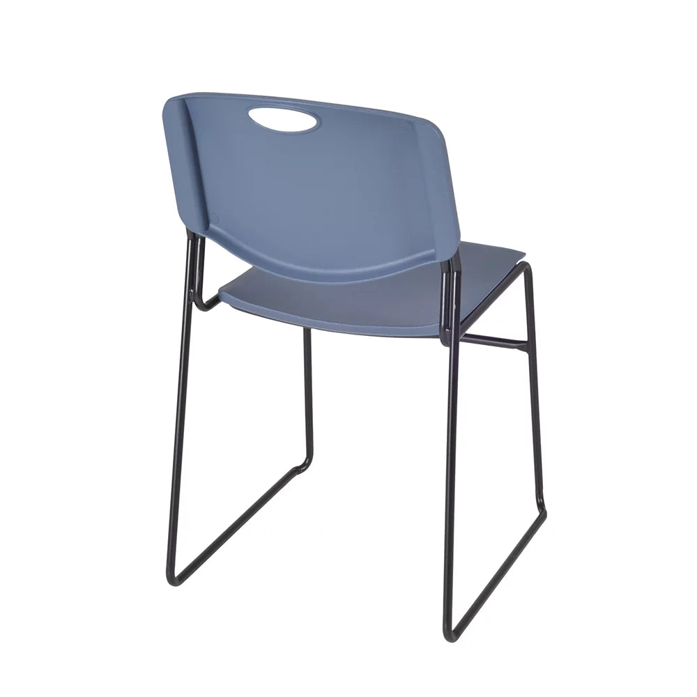 Belen Kox 60" x 24" Kee Training Table- Grey/ Chrome & 2 Zeng Stack Chairs- Blue