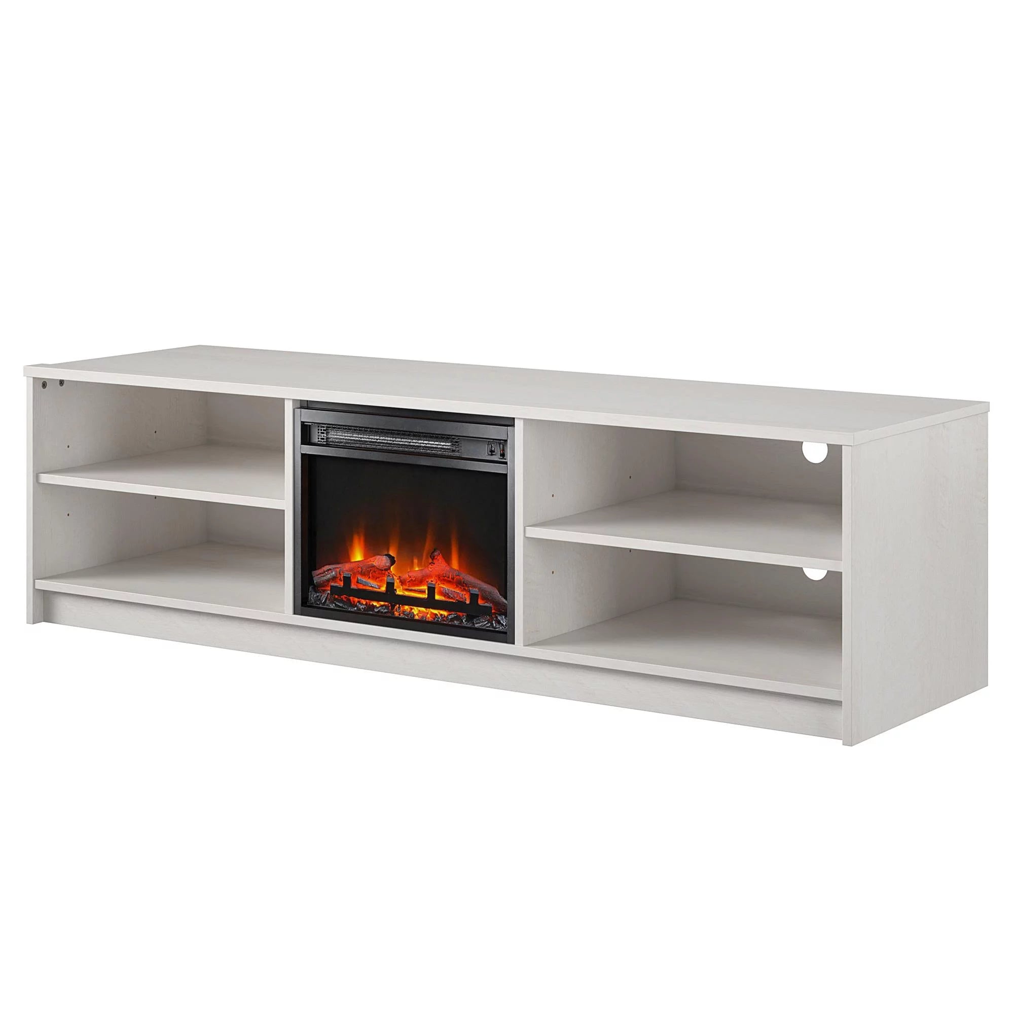 Ameriwood Home Namar Electric Fireplace TV Stand for TVs up to 75in, Ivory Oak