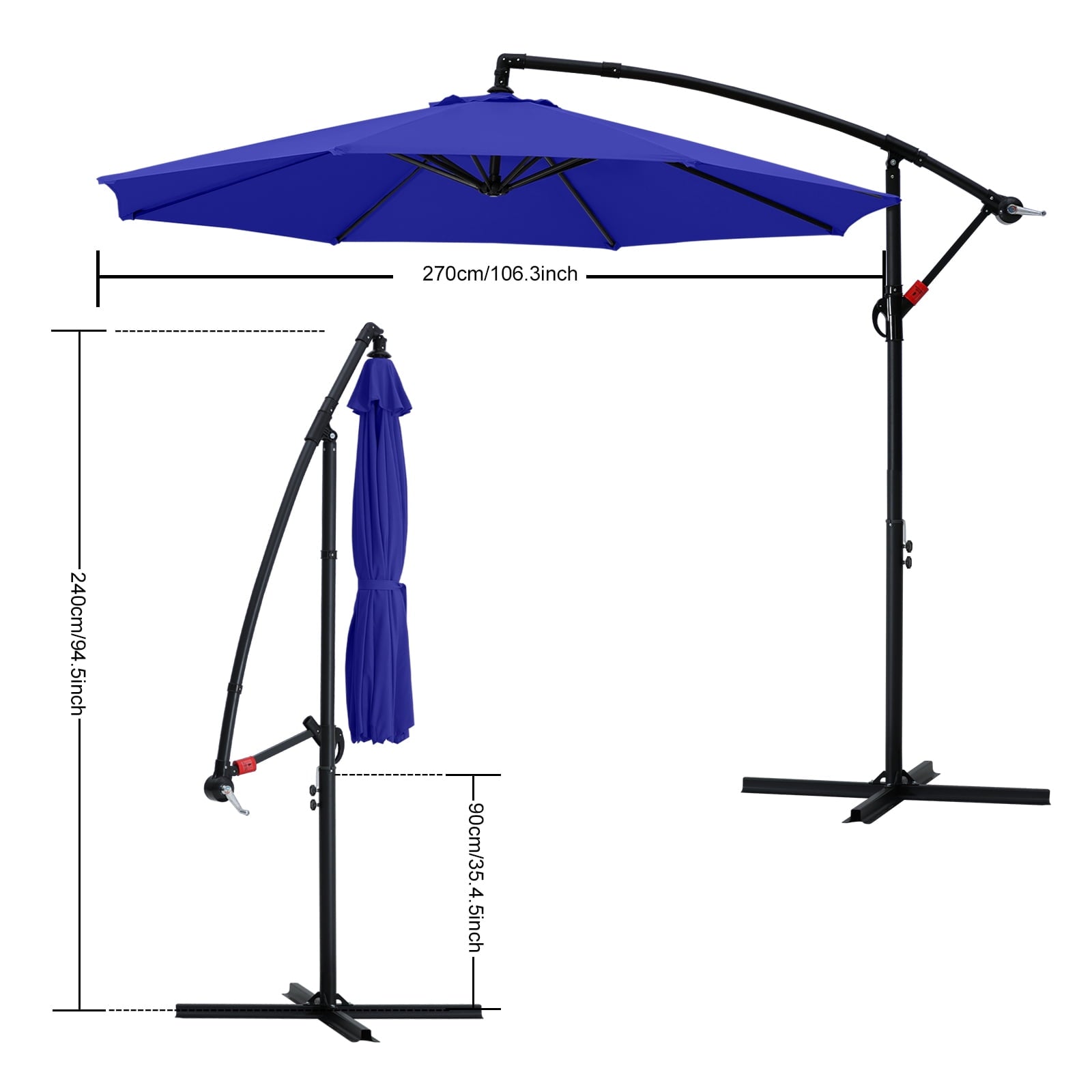 ABCCANOPY 10 FT Patio Umbrellas with Crank & Cross Base for Garden, Backyard, Pool and Beach, 12+ Colors(Turquoise)