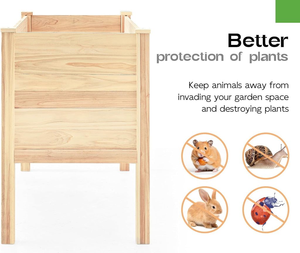 AMERLIFE Raised Garden Bed 4x2x2.6 ft Large Capacity Planter with Drain Hole for Growing Plants