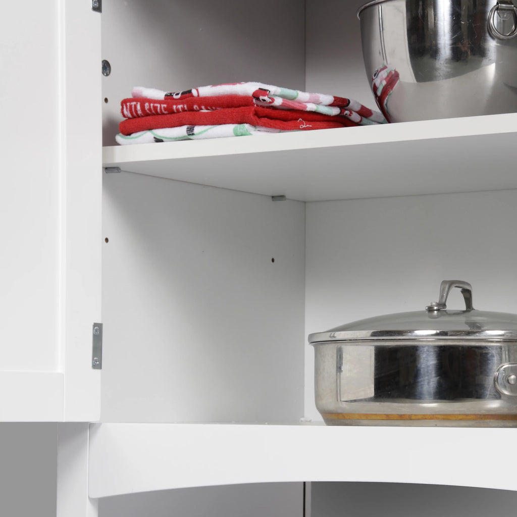 American Furniture Classics Microwave Kitchen Utility Cart Cabinet, White