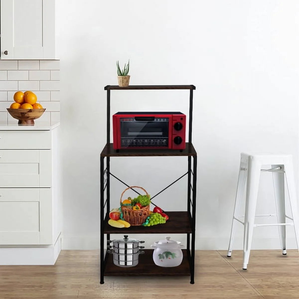 4 Tier Corner Bakers Rack, Microwave Stand Racks Storage Shelf for Kitchen Living Room Office