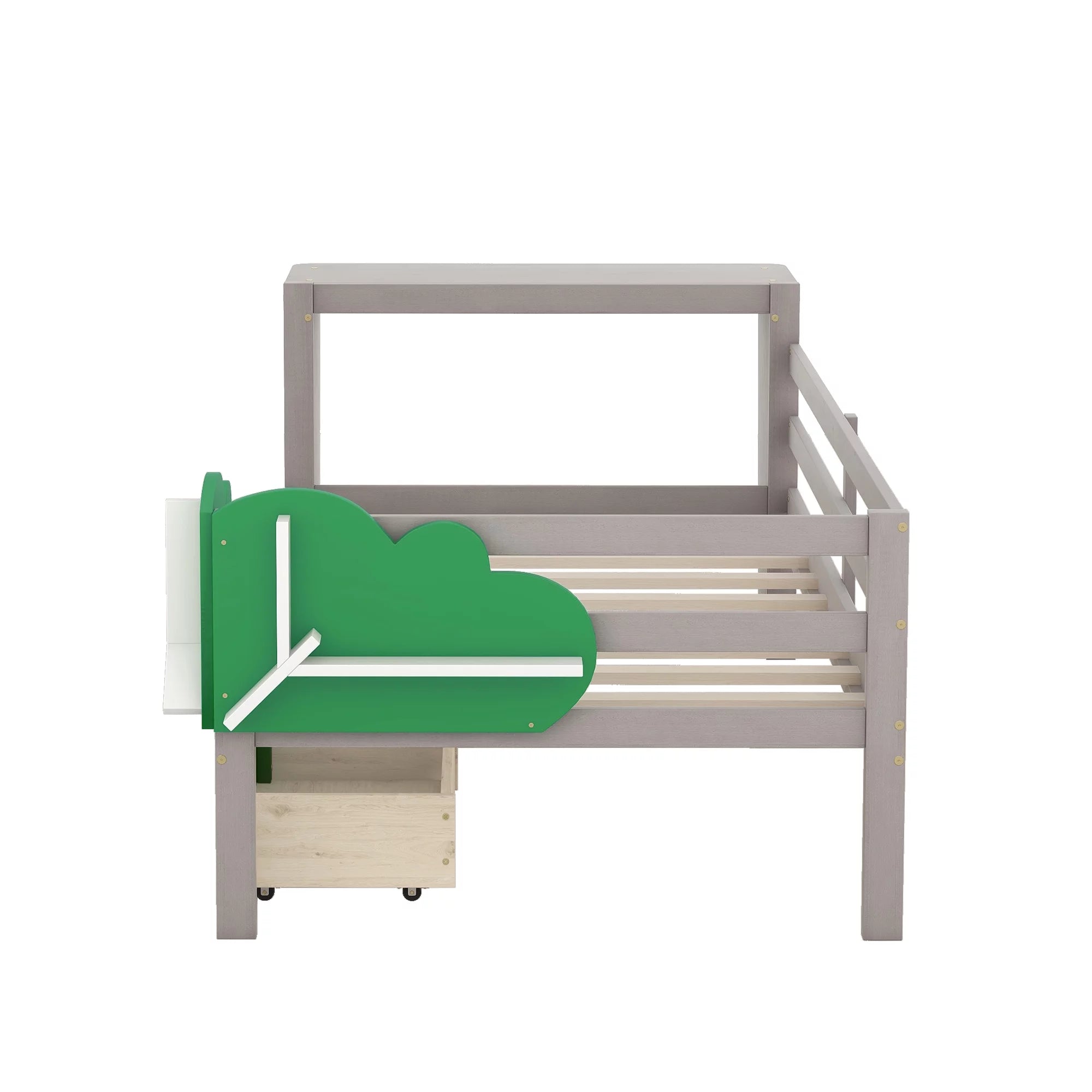 Bellemave Kids Twin Bed Frame with Desk, Tree Shaped Drawers and Shelves, Twin Size Daybed Frame for Boys & Girls, No Box Spring Needed (Gray)