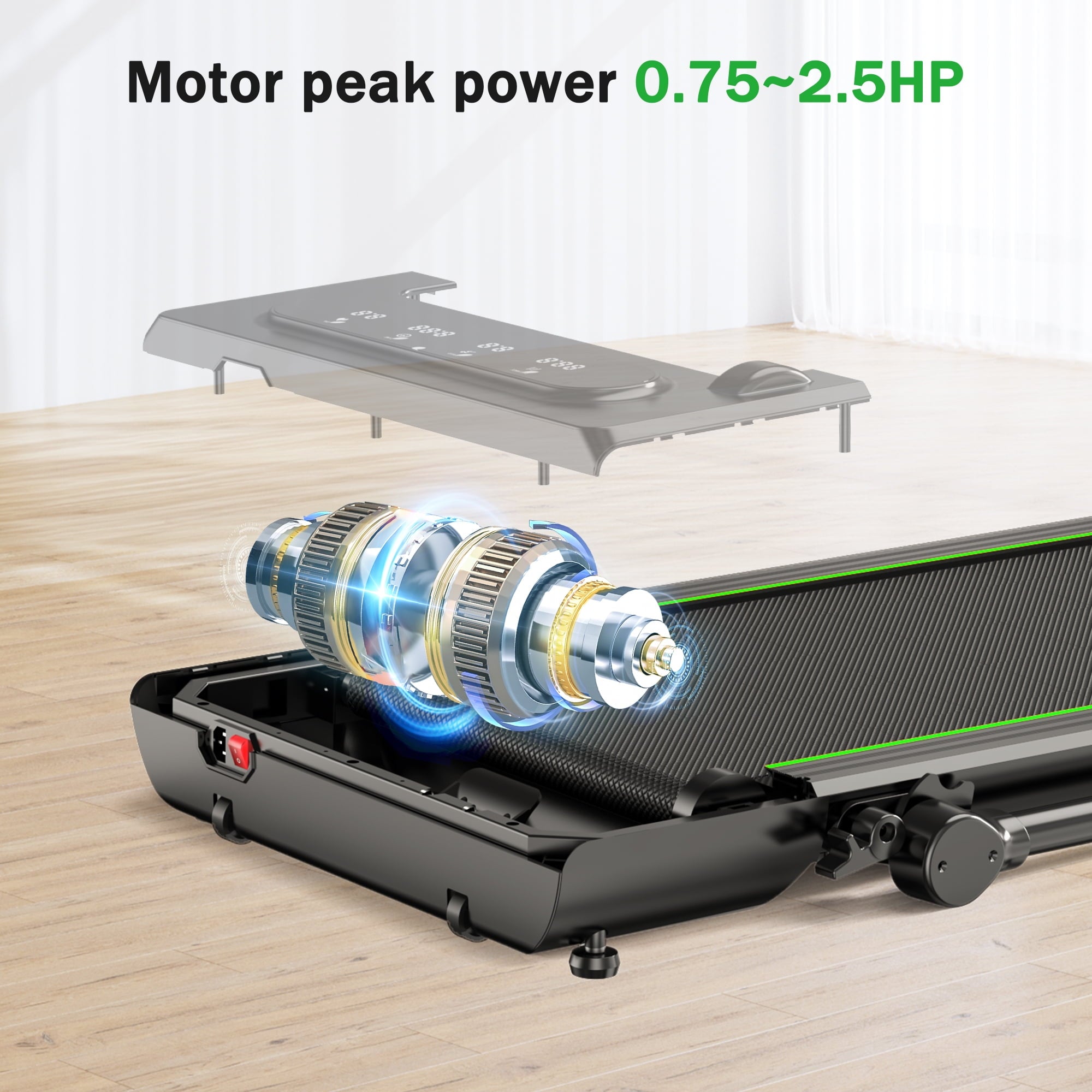 2 in 1 Walking Pad,Under Desk Treadmill for Home/Office, Neche Folding Treadmill 2.5HP with Remote,0.6-7.6mph