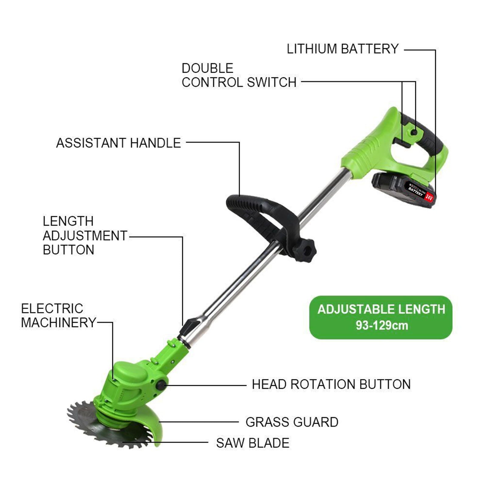 24V 800W Electric Grass Trimmer Cordless With Brushless Electric Machine, Battery Weed Eater, Electric Weed Wacker, Lawn Mower Cordless Pruning Cutter Weed Wacker Garden Trimming Tool