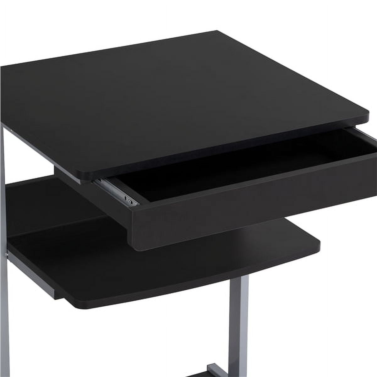 Alden Design Rolling Computer Desk with 2 Storage Shelves and Drawer, Black
