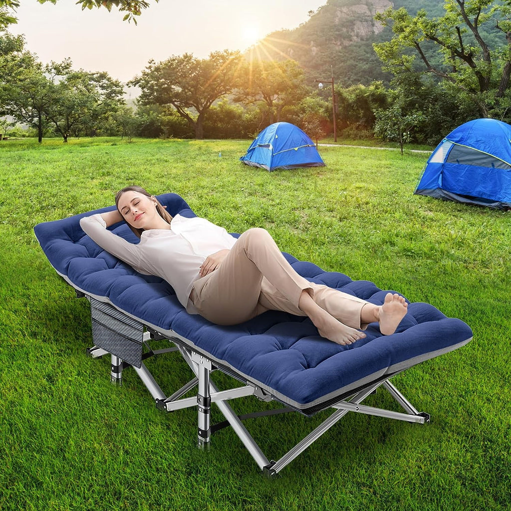 ABORON 2 Packs Oversized XL Folding Sleeping Cots for Adults, 900lb Loading Double-Layer 1200D, Heavy Duty Guest Bed W/Mattress & Carrying Bag