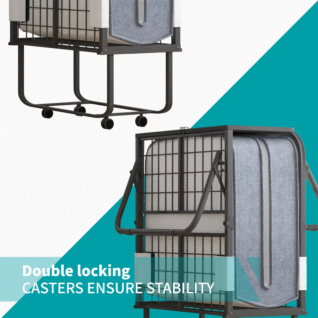 BALUS Extra Thick Folding Bed with Universal Wheels, Foam Mattress and Metal Frame, Movable Daybed, 74.8"L