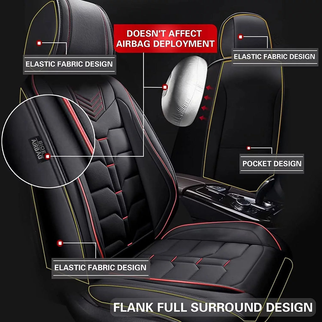 AOMSAZTO Car 5-Seat Covers Front & Rear Full Set For Ford Maverick 2022 2023 Faux Leather Seat Cushion Protector Waterproof