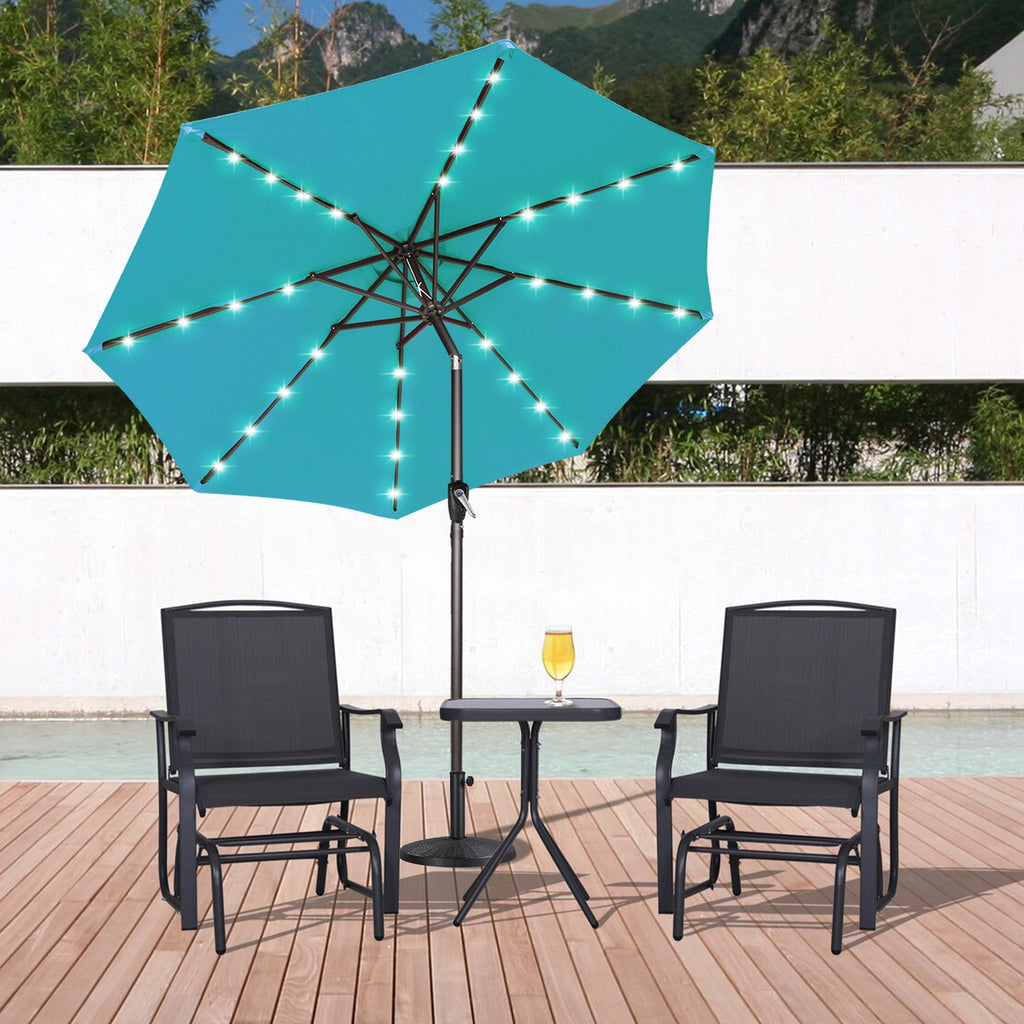 ABCCANOPY 7.5ft Patio Solar Umbrella LED Outdoor Umbrella with Tilt and Crank, Turquoise